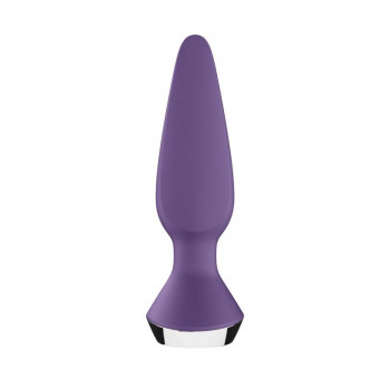 Фиолетовая анальная пробка с вибрацией Satisfyer Plug-ilicious 1 - 13,5 см.